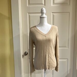 Studio 1940 Women's   V-Neck Metallic Sparkle Sweater